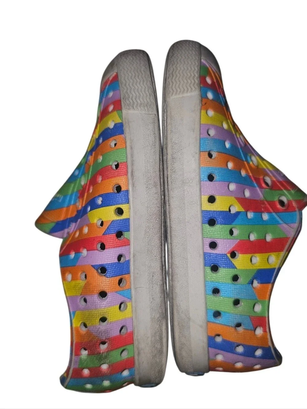 Native Kids Water Shoes - Multi Rainbow Stripes